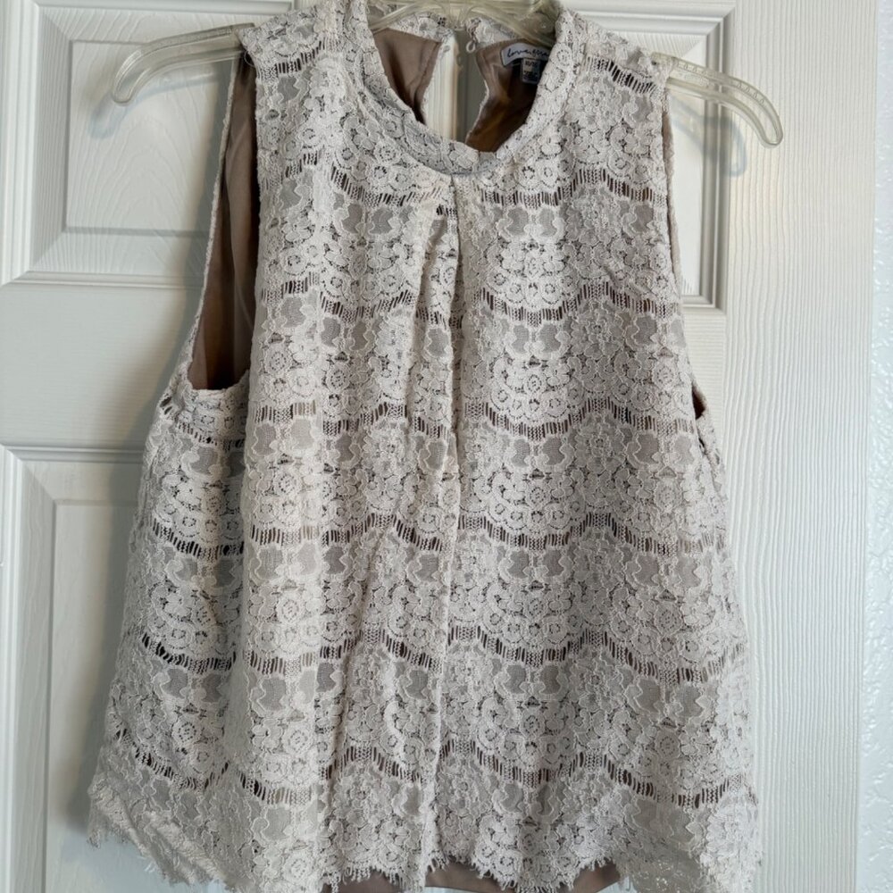 Love, Fire Women’s Sleeveless Lace Blouse, Cream, XL - Picture 1 of 9